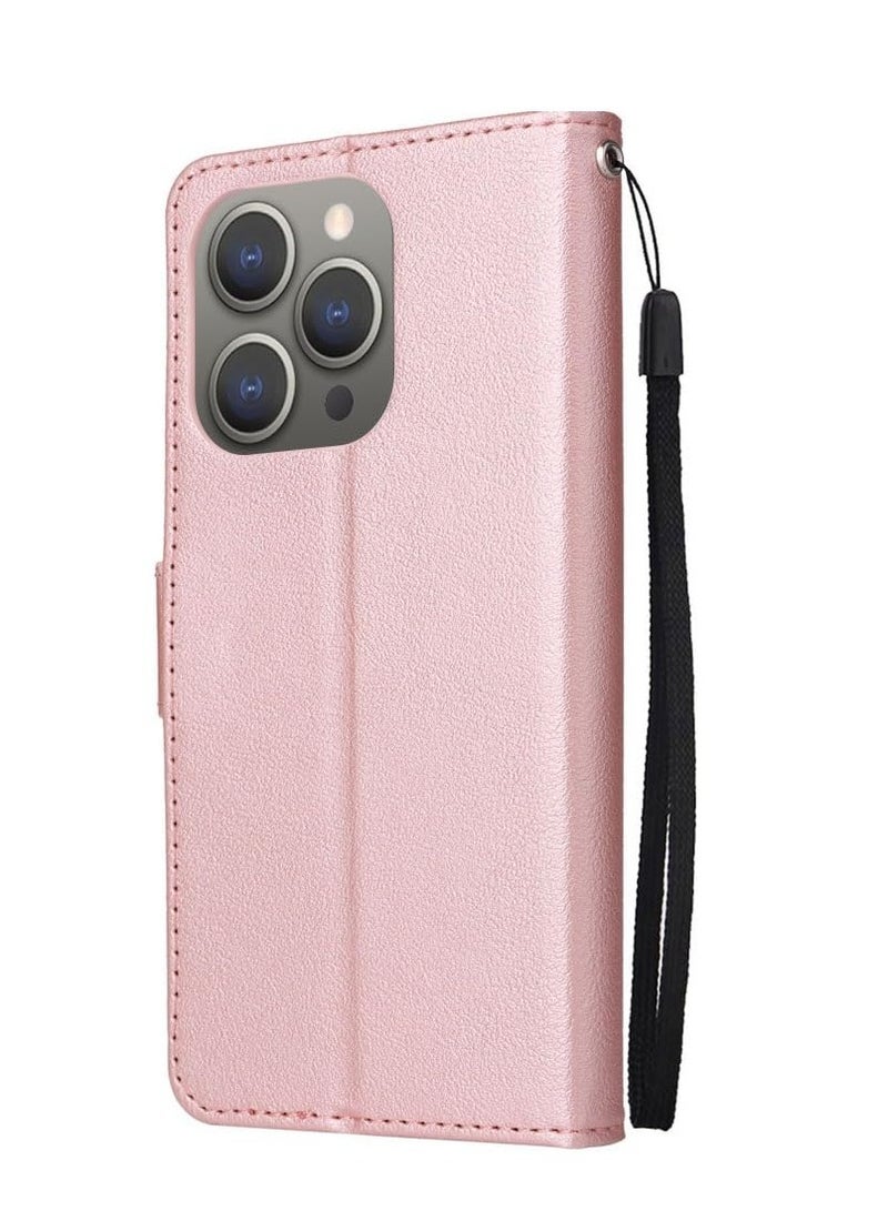 SYOSI Wallet Case for iPhone 15 Pro Max, PU Leather Phone Case, Lined Anti-Shock Shockproof Shell (Pink) - Image 5