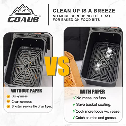 GOAUS Air Fryer 150 Pcs Rectangular Paper Liners Disposable for Dual Air Fryer 2 Baskets 8 to 10 Qt, 8.6x5.5 inches Parchment Paper Rectangle, Fit Ninja DZ201 DZ401 SL401 - Image 4
