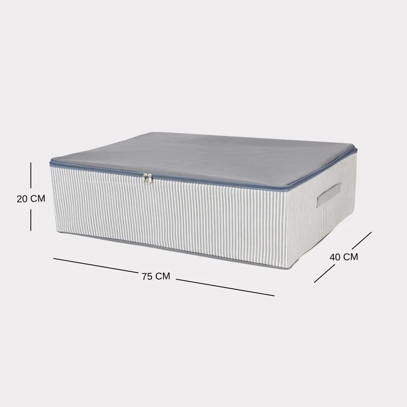 Nacarev 5 Pieces Mega Size Line Pattern Printed Gray Bed Base Organizer Storage Bag Set 75X40X20 cm