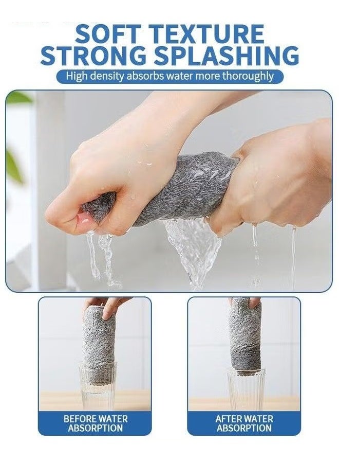 EETU Microfiber Cleaning Cloth,5 Pcs Kitchen Rags,High Absorbent Towels,Reusable Dish Cloth,Cleaning Cloth For Dishes,Quick-Drying Bath Clean Towels,Rags Home Car,Grey 30x30cm - Image 2