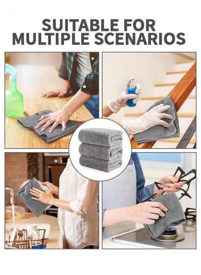 EETU Microfiber Cleaning Cloth,5 Pcs Kitchen Rags,High Absorbent Towels,Reusable Dish Cloth,Cleaning Cloth For Dishes,Quick-Drying Bath Clean Towels,Rags Home Car,Grey 30x30cm - Image 5