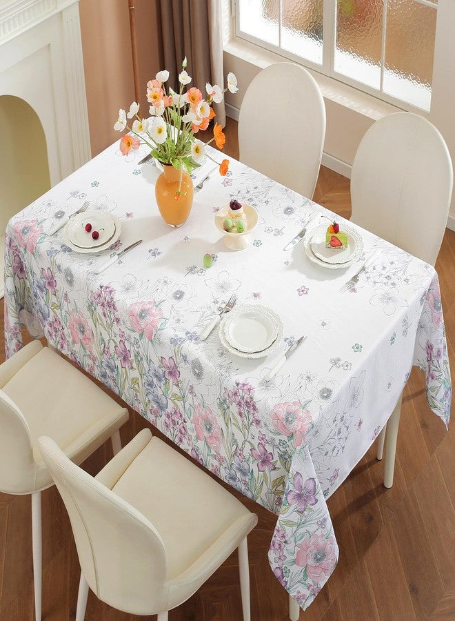 SASTYBALE Colorful Pastoral Wildflowers Floral Tablecloth, 52 x 70 Inch Rectangle Linen Textured Wrinkle Resistant Washable Waterproof Decorative Table Cover for Indoor Outdoor Home Dining - Image 2