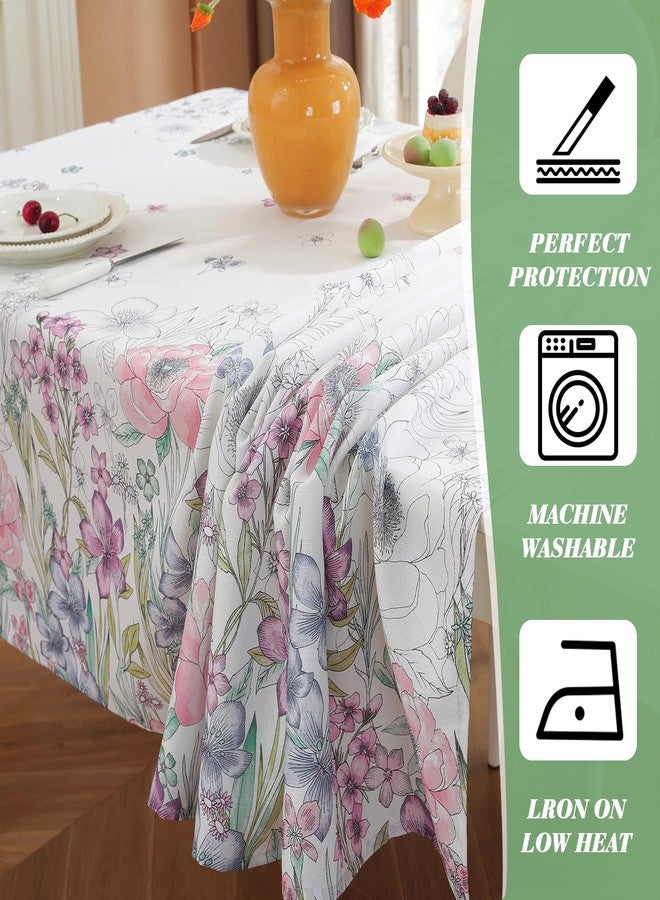 SASTYBALE Colorful Pastoral Wildflowers Floral Tablecloth, 52 x 70 Inch Rectangle Linen Textured Wrinkle Resistant Washable Waterproof Decorative Table Cover for Indoor Outdoor Home Dining - Image 4