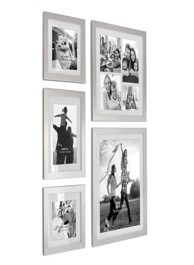 ستونبراير مجموعة إطارات صور ستونبريار الفضية المزخرفة والمختومة، مكونة من 5 قطع، للتعليق على الحائط، مجموعة جدارية عصرية - Image 2