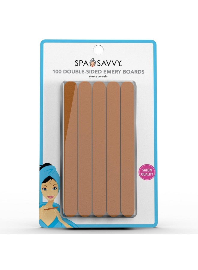 Spa Savvy Nail File Set 100 Count Double Sided 4.5 Inch Emery Board Nail Files For Natural Nails Care Pedicure And Manicure Tools - Image 1