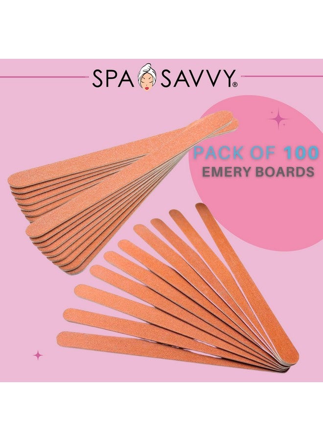 Spa Savvy Nail File Set 100 Count Double Sided 4.5 Inch Emery Board Nail Files For Natural Nails Care Pedicure And Manicure Tools - Image 2