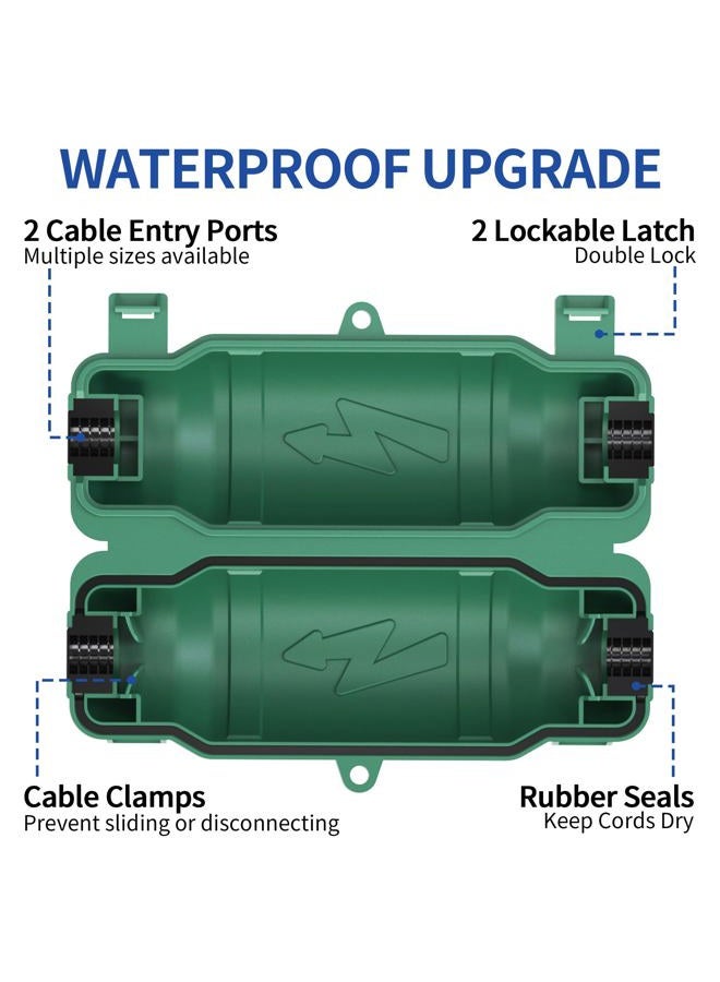 Cismorvex 6 Pack Outdoor Extension Cord Safety Cover with Waterproof Seal IP54 Water-Resistant, Weatherproof Electrical Connection Box with 2 Latches, Plug, Socket, Holiday Decoration Light, Green - Image 3