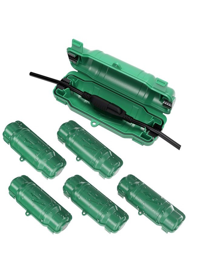 Cismorvex 6 Pack Outdoor Extension Cord Safety Cover with Waterproof Seal IP54 Water-Resistant, Weatherproof Electrical Connection Box with 2 Latches, Plug, Socket, Holiday Decoration Light, Green - Image 1