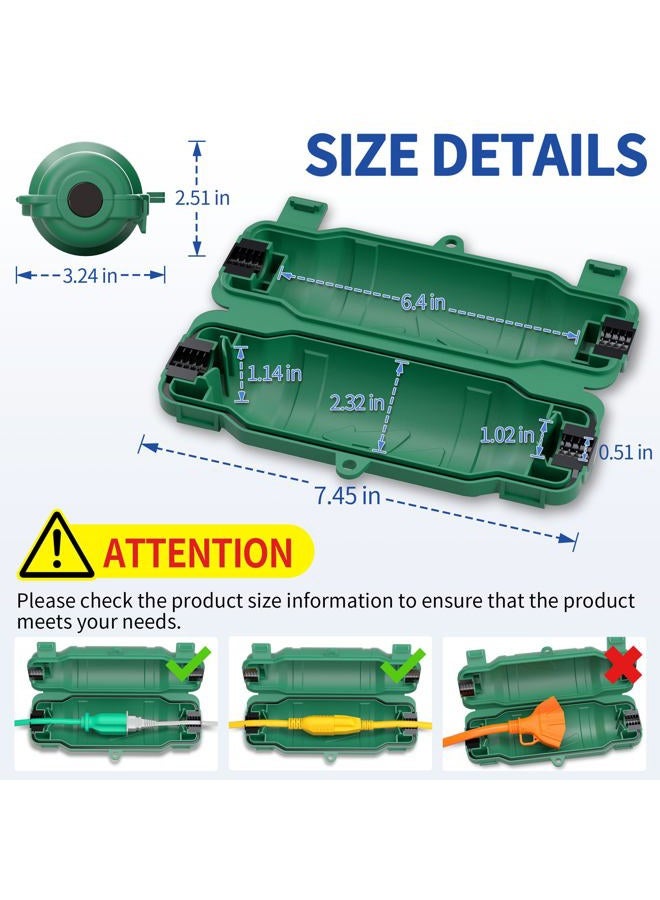 Cismorvex 6 Pack Outdoor Extension Cord Safety Cover with Waterproof Seal IP54 Water-Resistant, Weatherproof Electrical Connection Box with 2 Latches, Plug, Socket, Holiday Decoration Light, Green - Image 2