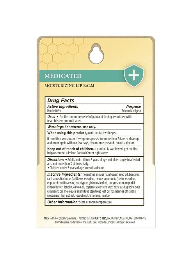 Burt's Bees Medicated Moisturizing Lip Balm Twin Pack by Burts Bees for Unisex - 2 x 0.15 oz Lip Balm - Image 2