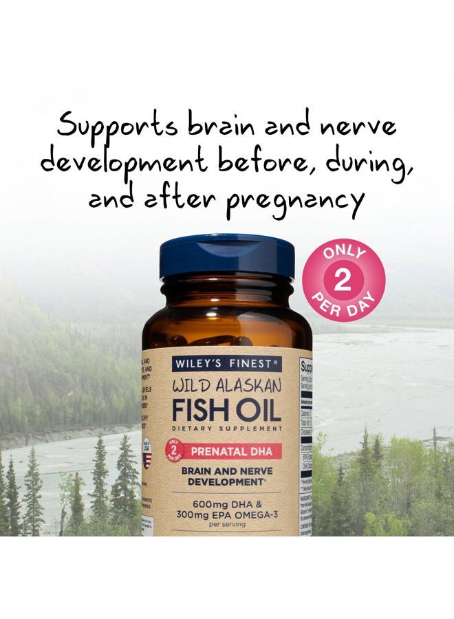 Wiley's Finest Wild Alaskan Fish Oil Prenatal DHA - 600mg DHA Omega-3s - 180 Softgels (90 Prenatal Vitamin Servings) - Image 3