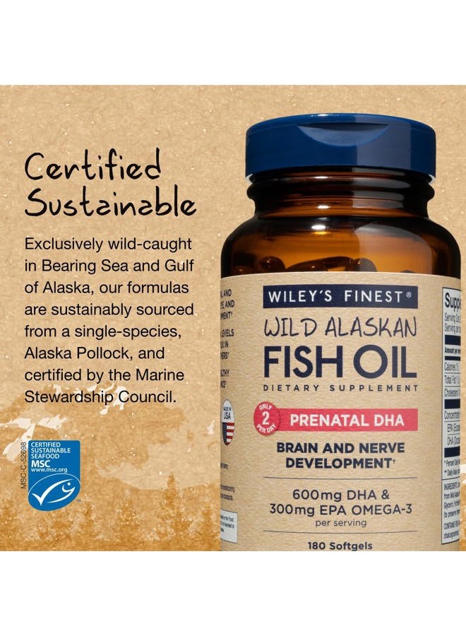 Wiley's Finest Wild Alaskan Fish Oil Prenatal DHA - 600mg DHA Omega-3s - 180 Softgels (90 Prenatal Vitamin Servings) - Image 4