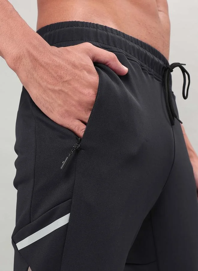 Technosport Panelled Drawstring Waistband Trackpants with Pockets by Styli