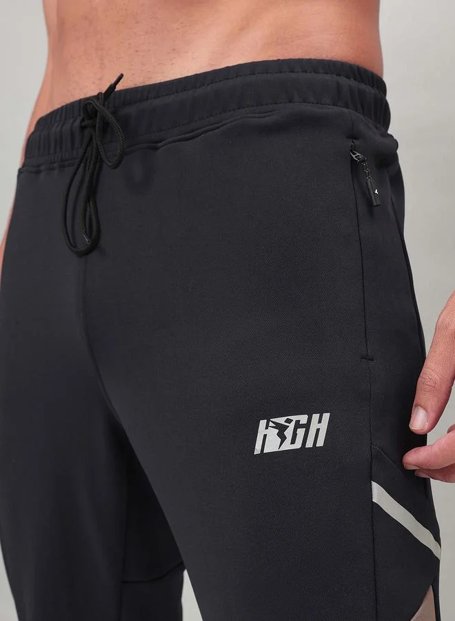 Technosport Panelled Drawstring Waistband Trackpants with Pockets by Styli