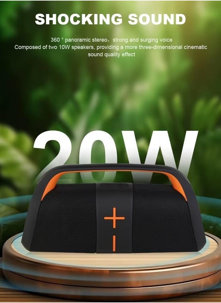 Kisonli - K12 - Bluetooth Speaker - W20 - Supports TF card, U disk, aux - Deep Bass - RGB Lighting - 3600mAh Battery - Powerful Stereo Sound - Black - Image 1