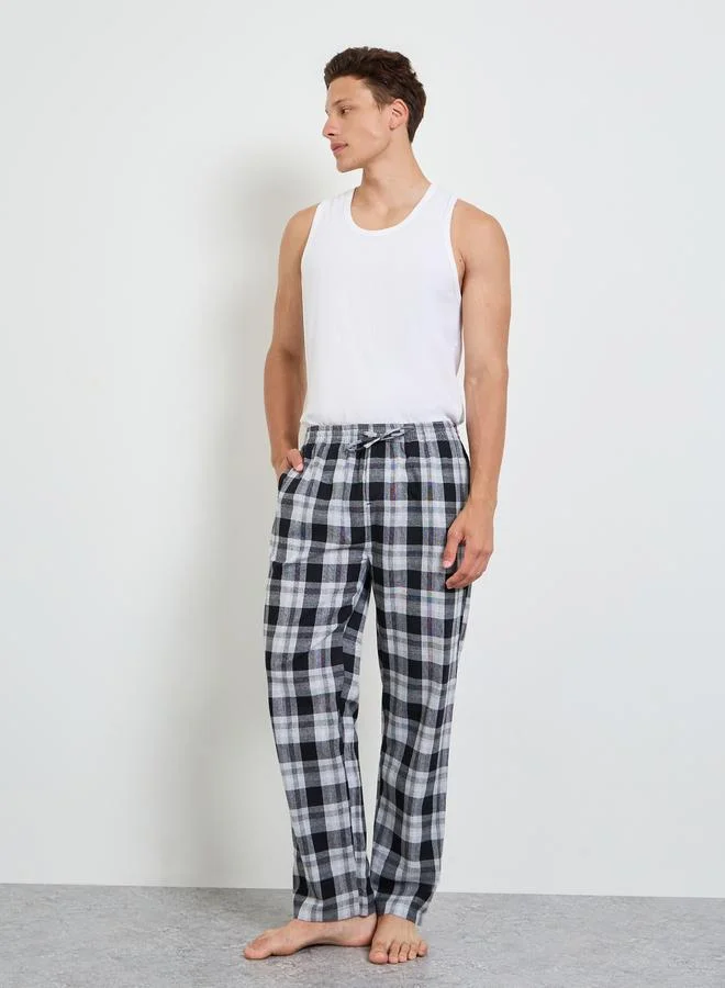 Styli Men Cotton Checkered Straight Pyjama