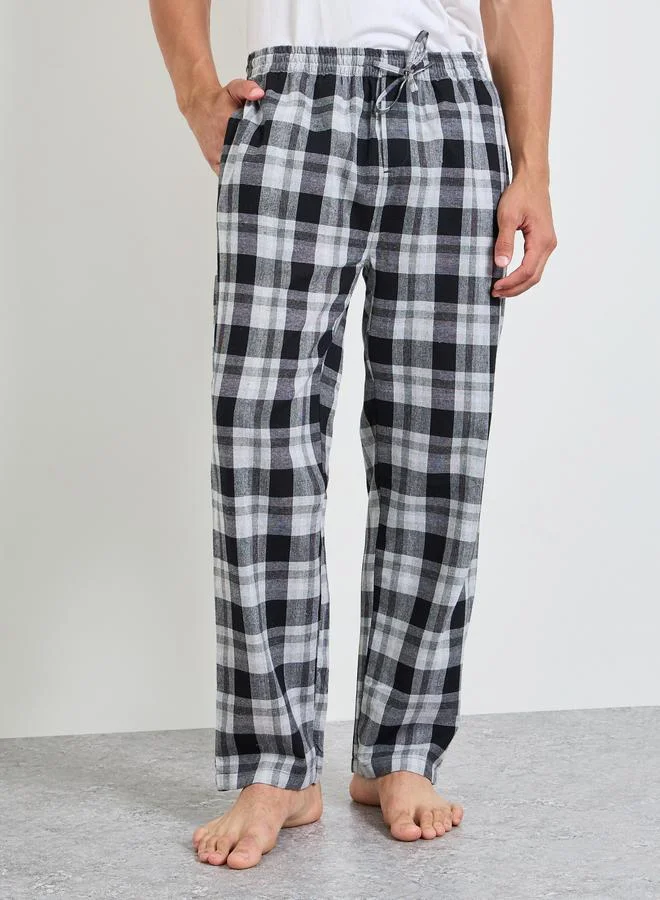 Styli Men Cotton Checkered Straight Pyjama