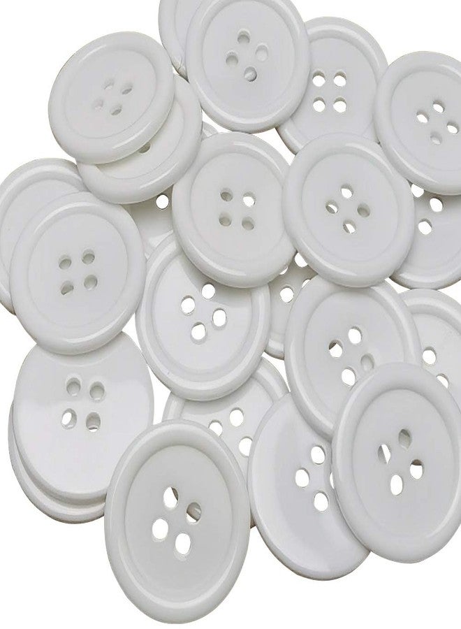 Chenkou Craft Mix Color Plastic Resin Circle Big Button 4 Holes DIY Craft Sewing 20mm 100pcs (White, 3/4"(20mm)) - Image 1