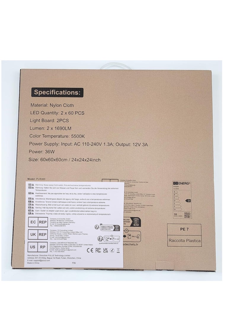 PULUZ Photo Studio Light Box Portable 60 x 60 x 60 cm Light Tent LED 5500K Mini 60W Photography Studio Tent Kit with 3 Removable Backdrop Black Orange White UK Plug - Image 5