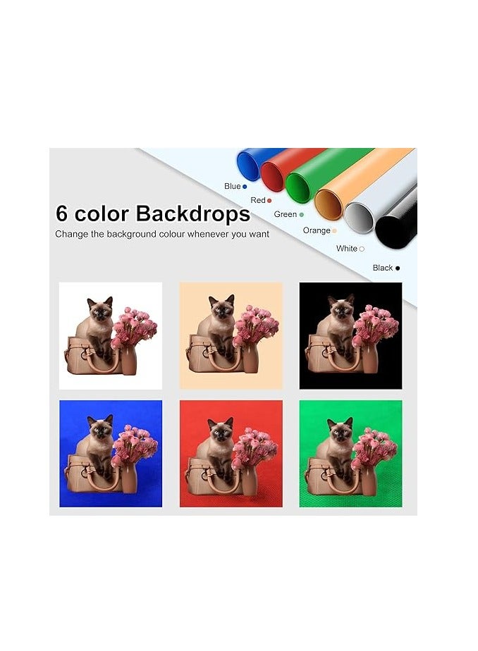 PULUZ Photo Studio Light Box Portable 60 x 60 x 60 cm Light Tent LED 5500K Mini 60W Photography Studio Tent Kit with 3 Removable Backdrop Black Orange White UK Plug - Image 2