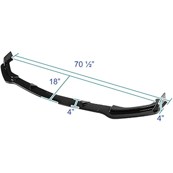 Spec-D Tuning Glossy Black Front Bumper Lip Spoiler Splitter 3PC Style Compatible with Infiniti Q50 2014-2017 - Image 3