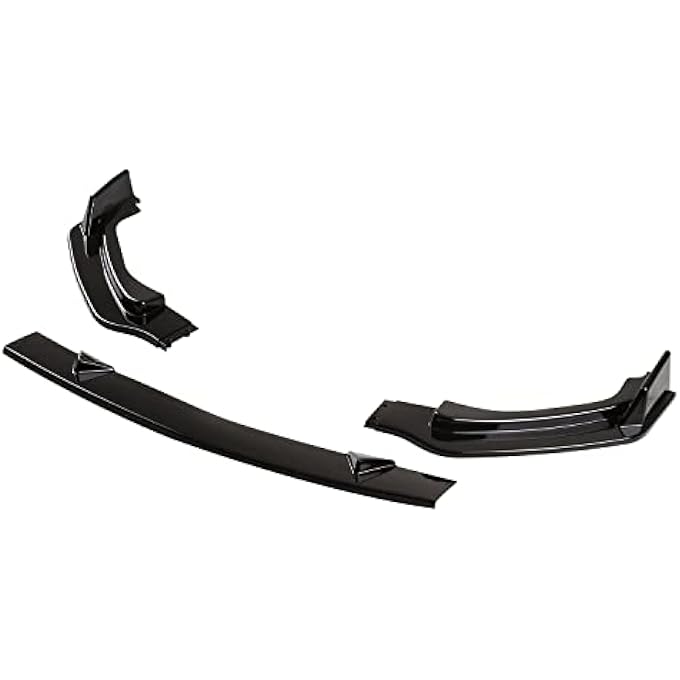 Spec-D Tuning Glossy Black Front Bumper Lip Spoiler Splitter 3PC Style Compatible with Infiniti Q50 2014-2017 - Image 4