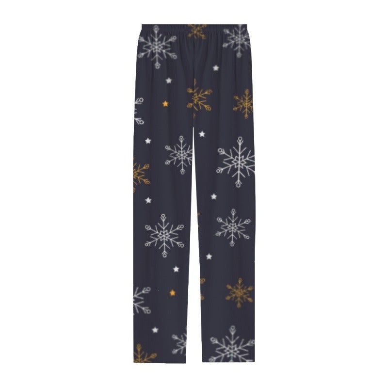 2026 European and American Style Cotton-Like 3D Printed Striped Pants - Comfortable Breathable Home Sleepwear for Christmas