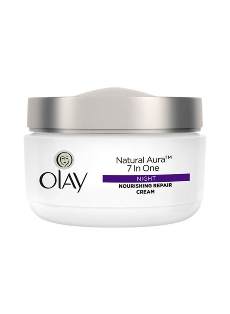 Olay Natural Aura Night Cream | Nourishes Skin for Healthy Glow | Fights 7 Signs of Ageing | With Niacinamide and Vitamin E | Normal, Oily, Dry, Combination Skin | 50g - Image 3