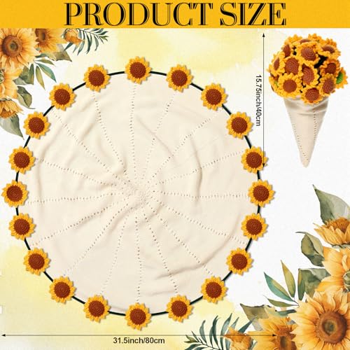 WovWeave Sunflower Crochet Knitted Blanket 315 inch Finished Yellow Floral Bloomie Bouquet Blanket for Women Birthday Gift Anniversary Wedding Party Favors - Image 3