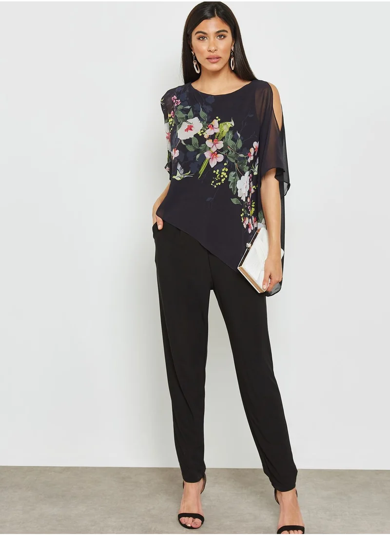 Wallis Printed Overlay Jumpsuit