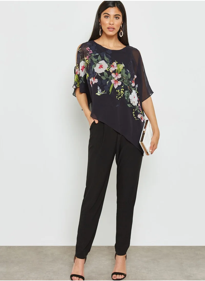Wallis Printed Overlay Jumpsuit