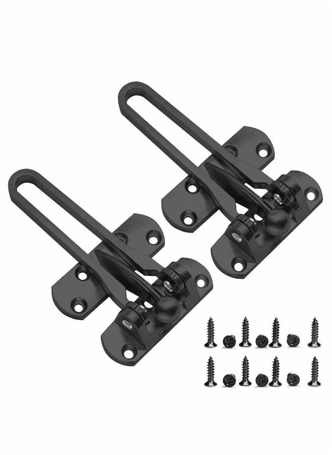 Home Security Door Lock Swing Bar Lock-Door Guard for Kids, DEFINO Hinged Swing-in Doors, Home and Hotel Door Latch, Thicken Solid Zinc Alloy Reinforcement Lock (Color: Black), 2 Pack  - Image 1