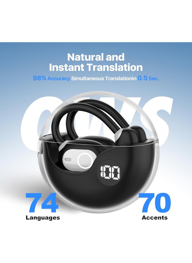 lekikpo - Translation Earbuds, TWS Language Translator Earphone in Real Time Supports 144 and 8 Offline AI Translations OWS 3-in-1 Earbuds fit iOS & Android (Black) - Image 1