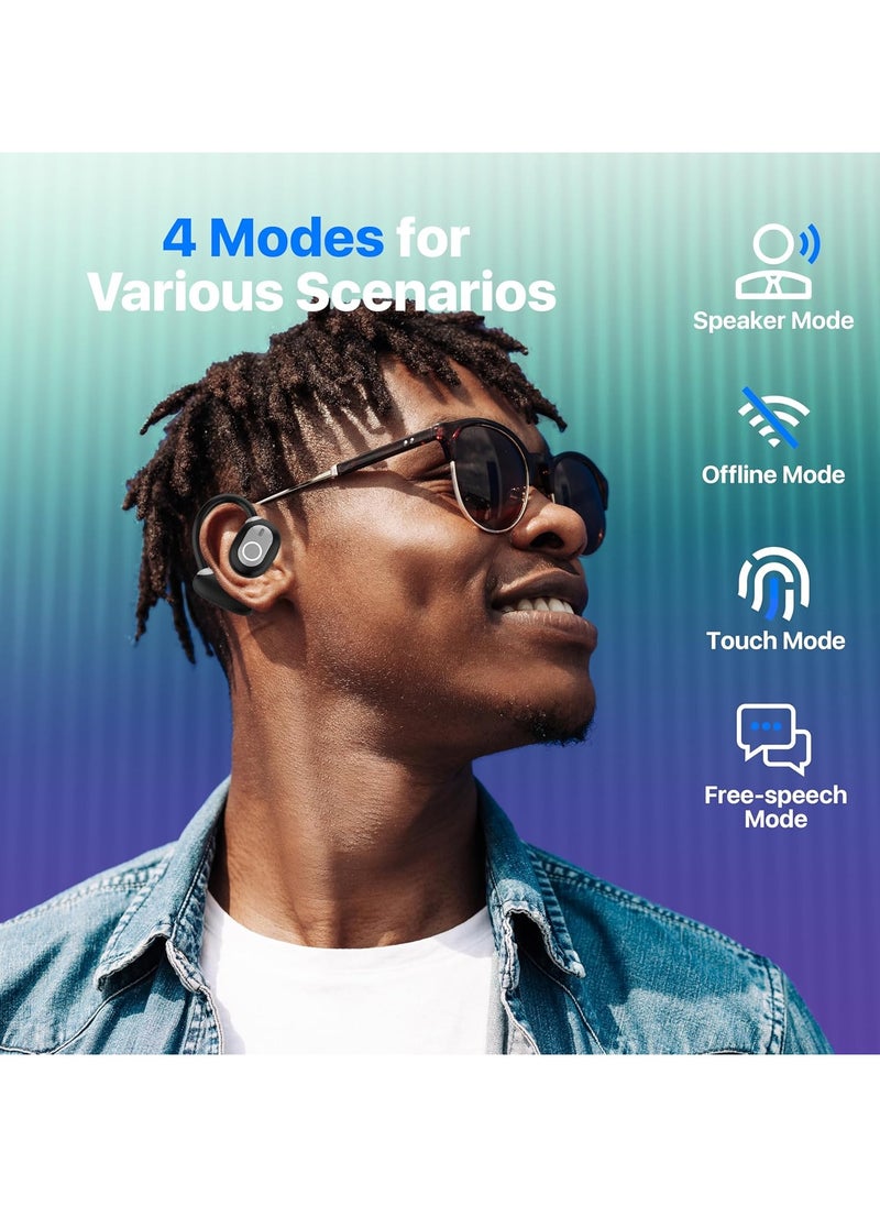 lekikpo - Translation Earbuds, TWS Language Translator Earphone in Real Time Supports 144 and 8 Offline AI Translations OWS 3-in-1 Earbuds fit iOS & Android (Black) - Image 1
