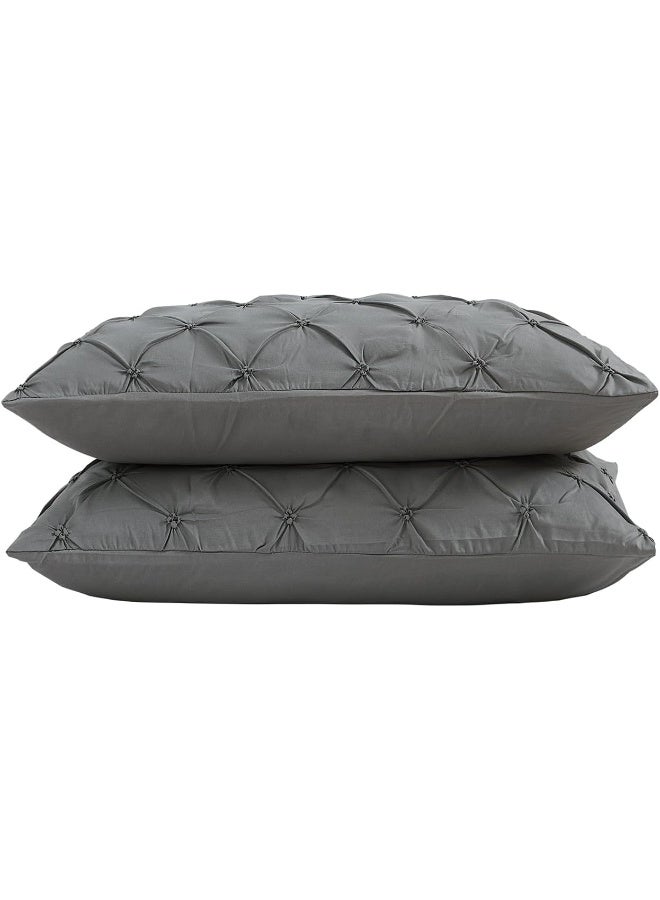 Vaulia Lightweight Soft Microfiber Pillow Shams, Well Crafted Pinch Pleat, Standard Size (20x26) Grey Color Set of 2 - Image 4