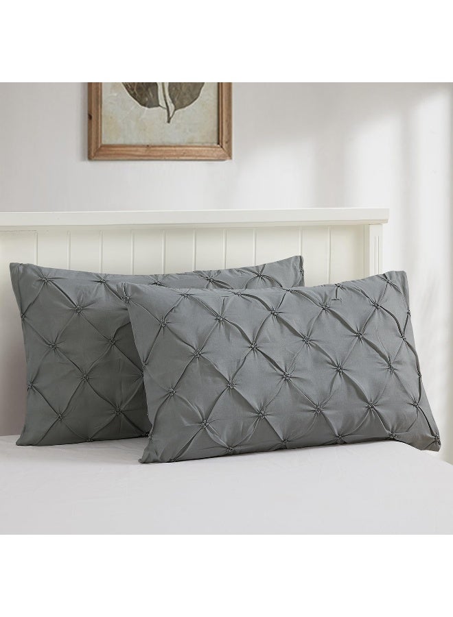 Vaulia Lightweight Soft Microfiber Pillow Shams, Well Crafted Pinch Pleat, Standard Size (20x26) Grey Color Set of 2 - Image 5