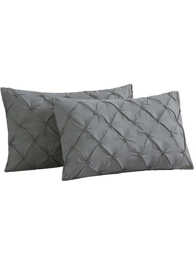 Vaulia Lightweight Soft Microfiber Pillow Shams, Well Crafted Pinch Pleat, Standard Size (20x26) Grey Color Set of 2 - Image 3