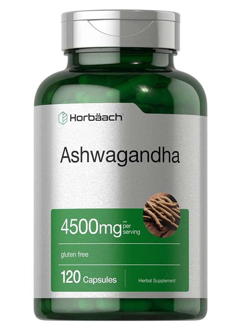 Horbaach Ashwagandha Supplement Max Strength 120 Capsules Gluten Free  - Image 1