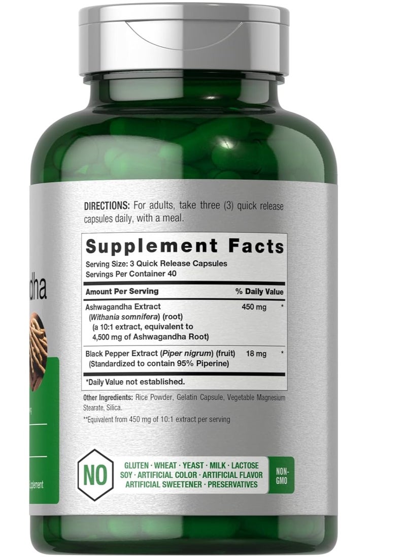 Horbaach Ashwagandha Supplement Max Strength 120 Capsules Gluten Free  - Image 3