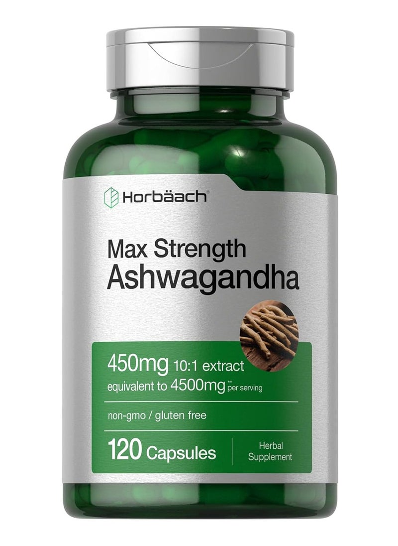 Horbaach Ashwagandha Supplement Max Strength 120 Capsules Gluten Free  - Image 2
