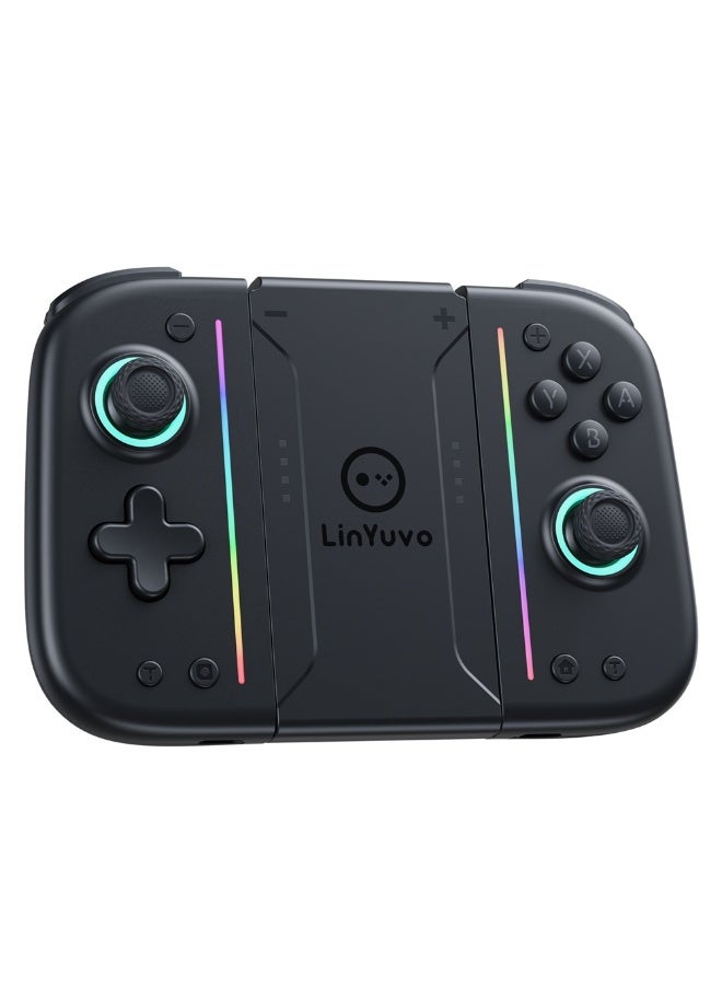 general Classic Joycon LinYuvo KS52 Bluetooth Game Controller for Switch, Switch Lite, Switch OLED with Color RGB Light, Super Smart Joystick, 1000mAh Battery, Six-Axis Gyroscope, Turbo Function, Adjustment Dual Vibration, Custom Back Key Macro Programming, ABXY Mechanical Buttons, Multi-Level Cross Key - Image 2