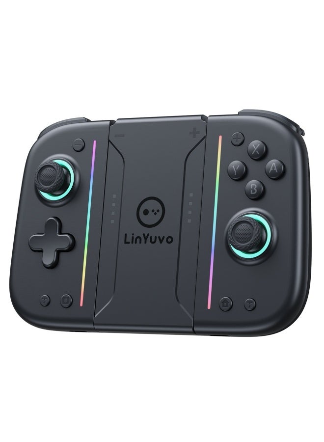 general Classic Joycon LinYuvo KS52 Bluetooth Game Controller for Switch, Switch Lite, Switch OLED with Color RGB Light, Super Smart Joystick, 1000mAh Battery, Six-Axis Gyroscope, Turbo Function, Adjustment Dual Vibration, Custom Back Key Macro Programming, ABXY Mechanical Buttons, Multi-Level Cross Key - Image 3
