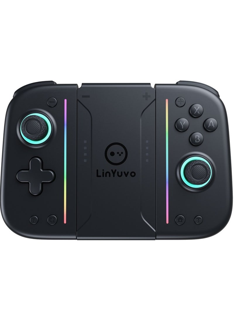 general Classic Joycon LinYuvo KS52 Bluetooth Game Controller for Switch, Switch Lite, Switch OLED with Color RGB Light, Super Smart Joystick, 1000mAh Battery, Six-Axis Gyroscope, Turbo Function, Adjustment Dual Vibration, Custom Back Key Macro Programming, ABXY Mechanical Buttons, Multi-Level Cross Key - Image 1