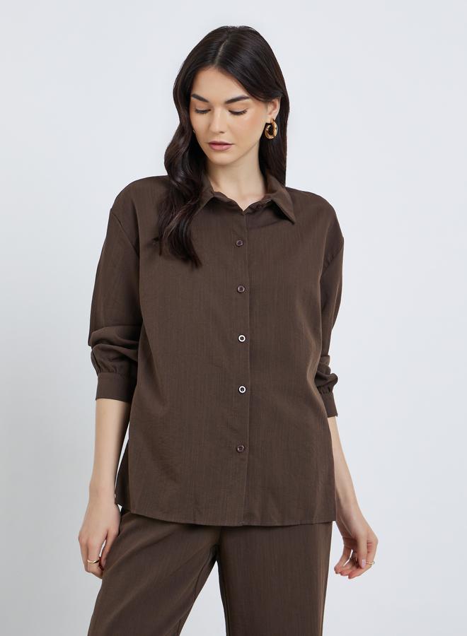 تايك تو طقم قميص بأزرار وسروال فضفاض من قطعتين - Image 2