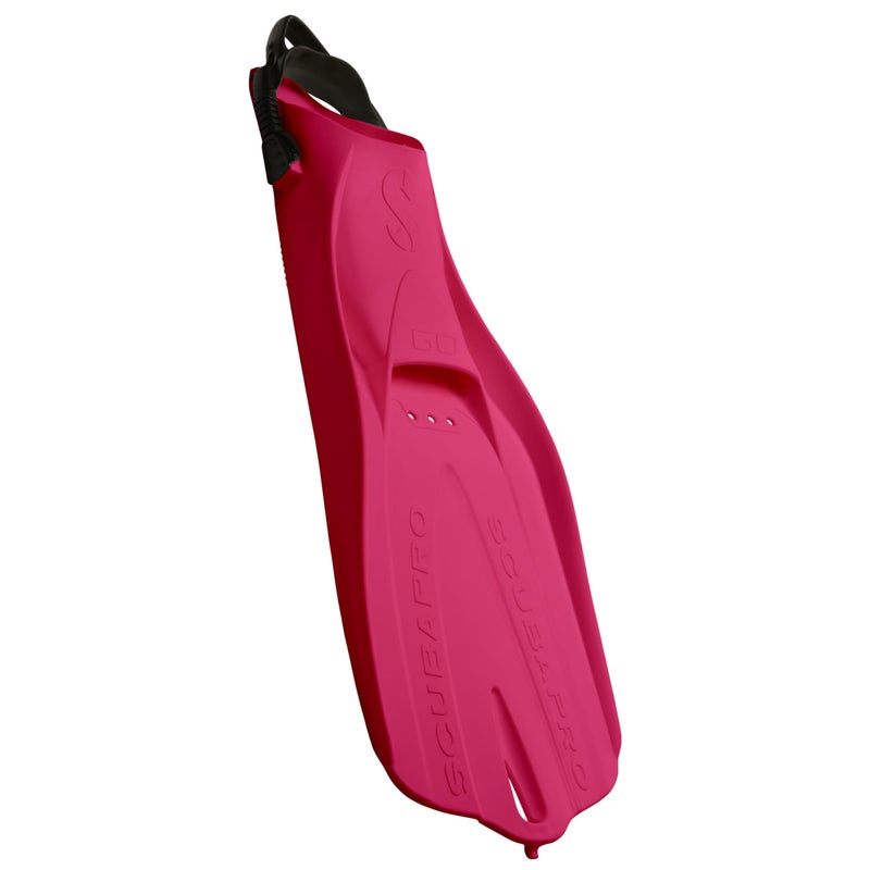 SCUBAPRO GO Travel Scuba Fin for Snorkeling, Scuba Diving and Swimming, Pink Scuba Fin with Black Bungee Open Heel Strap, Medium/Large - Image 1