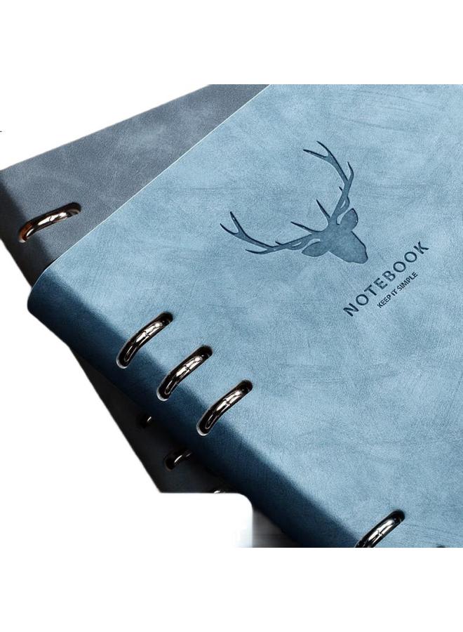 Ujia Loose-Leaf Notebook, A5 Size, High-Quality Business Office Stationery, Conference Notepad, Detachable Loose-Leaf Binder, Thickened Leather Cover, Customizable For Businesses, Light Blue - Image 3