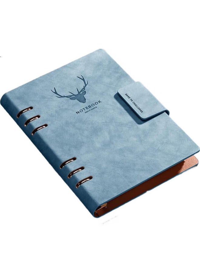 Ujia Loose-Leaf Notebook, A5 Size, High-Quality Business Office Stationery, Conference Notepad, Detachable Loose-Leaf Binder, Thickened Leather Cover, Customizable For Businesses, Light Blue - Image 1