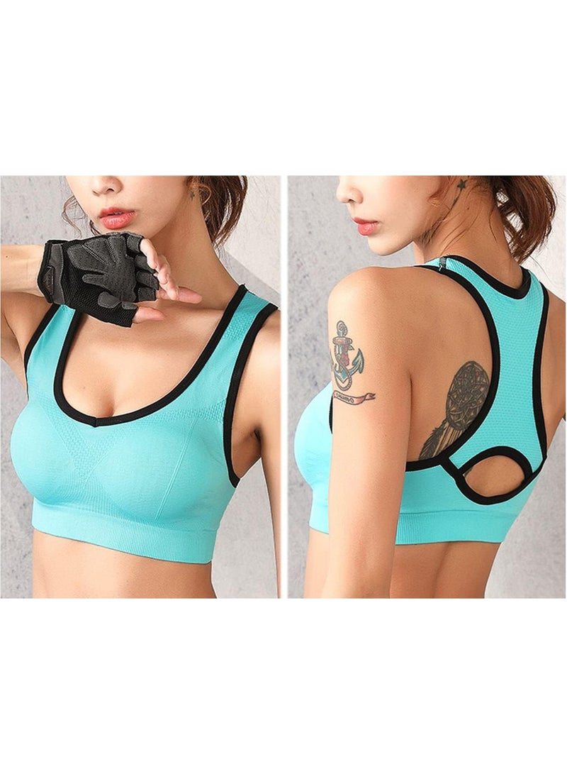 Rubik Sports Bra for Women, Rubik Racerback Shockproof Quick Dry Padded Seamless High Impact Sports Bra for Yoga Gym Training Running Workout Fitness (XX-Large, Blue) - Image 2