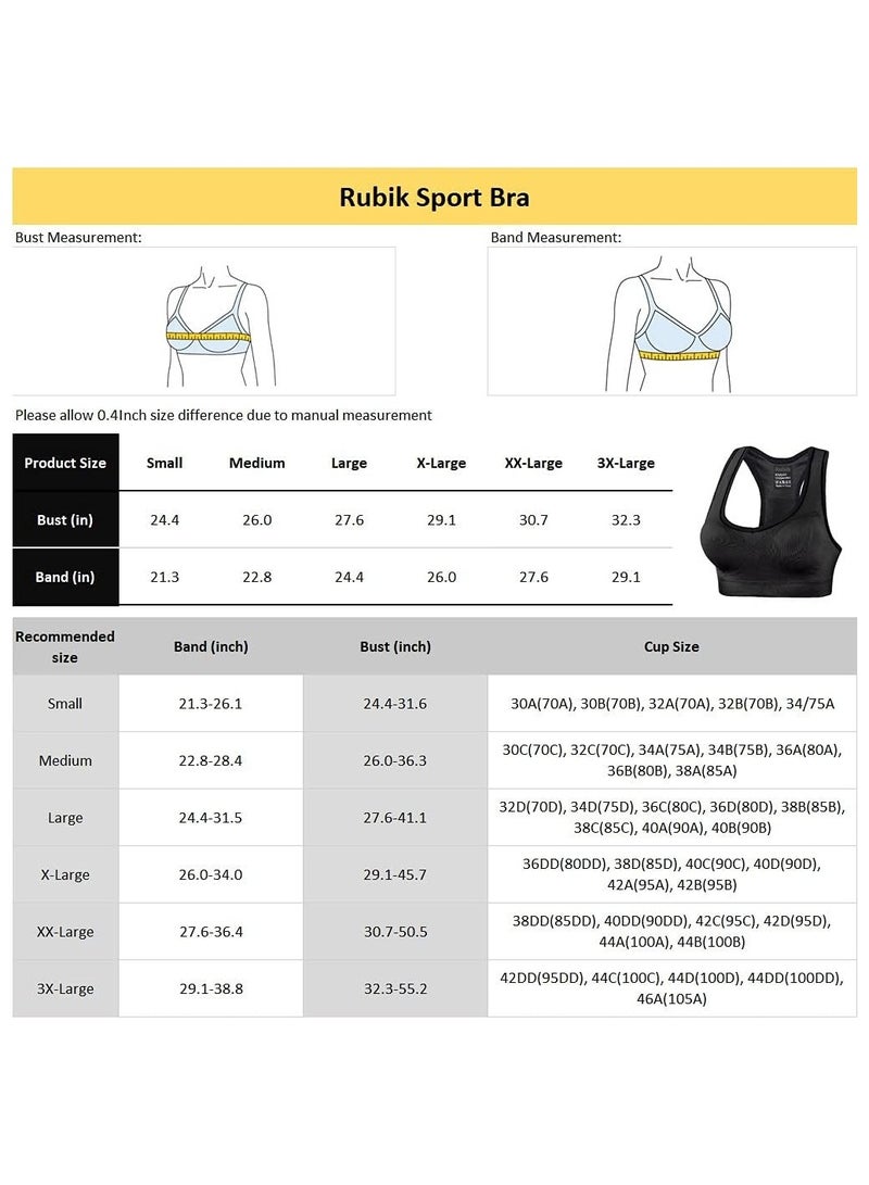 Rubik Sports Bra for Women, Rubik Racerback Shockproof Quick Dry Padded Seamless High Impact Sports Bra for Yoga Gym Training Running Workout Fitness (XX-Large, Blue) - Image 4