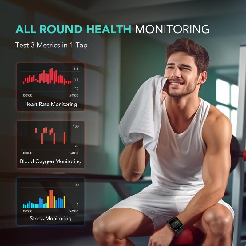 SKG Smart Watch for Men Women (Answer/Make Call), Alexa Built-in, Extra Black Band, 100+ Sports 1.8" Fitness Tracker with Heart Rate SpO2 Monitor, IP68 Smartwatch for Android iPhone, V7 Cyber Black - Image 5